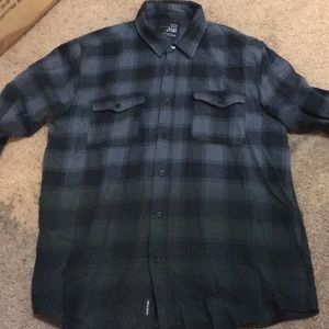 men's ombre plaid button up long sleeve